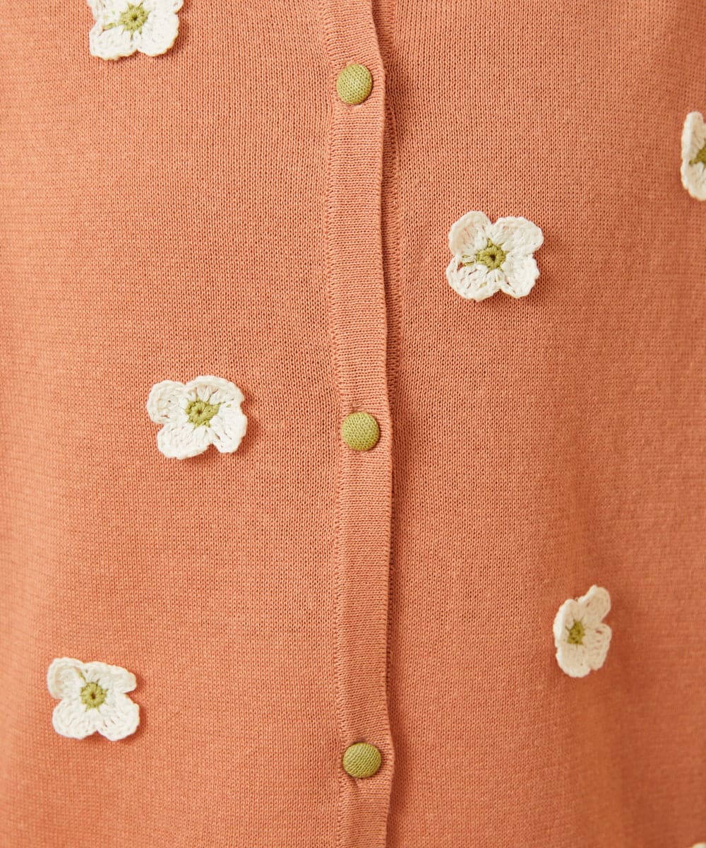 GJSHD01220 Jocomomola(ホコモモラ) Flores de verano フラワークロッシェカーディガン オレンジ