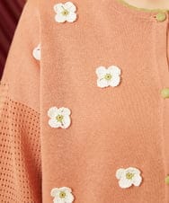 GJSHD01220 Jocomomola(ホコモモラ) Flores de verano フラワークロッシェカーディガン オレンジ