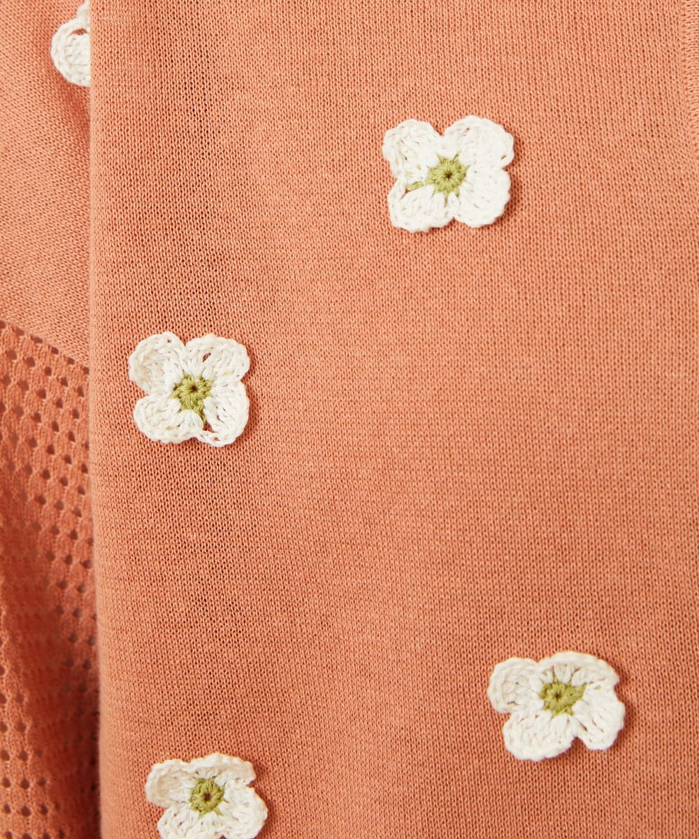 GJSHD01220 Jocomomola(ホコモモラ) Flores de verano フラワークロッシェカーディガン オレンジ