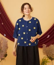 GJSHD01220 Jocomomola(ホコモモラ) Flores de verano フラワークロッシェカーディガン ネイビー