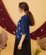 GJSHD01220 Jocomomola(ホコモモラ) Flores de verano フラワークロッシェカーディガン ネイビー