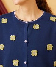 GJSHD01220 Jocomomola(ホコモモラ) Flores de verano フラワークロッシェカーディガン ネイビー