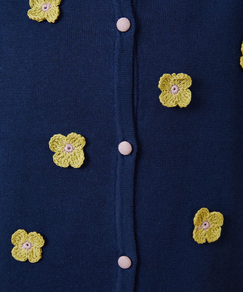 GJSHD01220 Jocomomola(ホコモモラ) Flores de verano フラワークロッシェカーディガン ネイビー