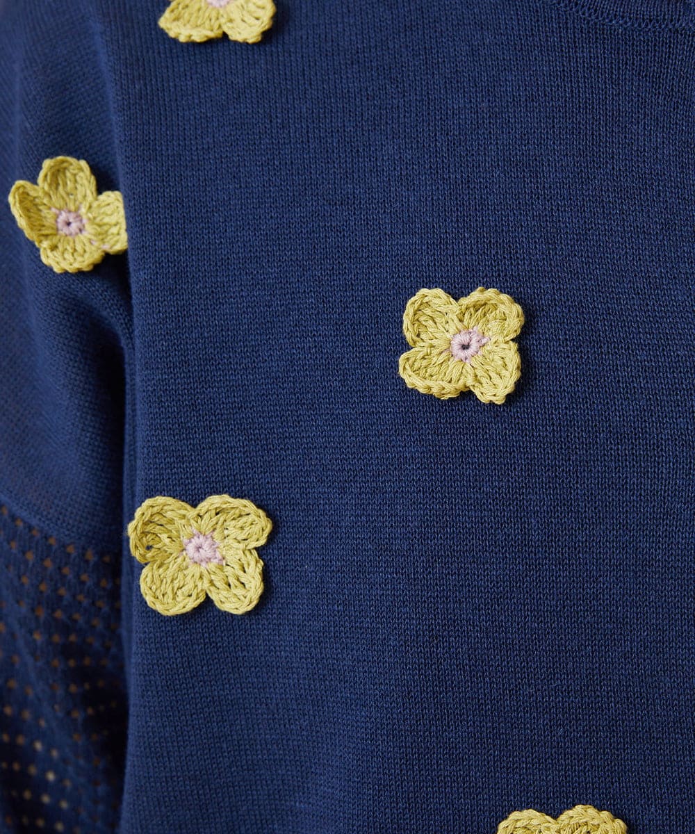 GJSHD01220 Jocomomola(ホコモモラ) Flores de verano フラワークロッシェカーディガン ネイビー