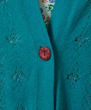 GJSHD30200 Jocomomola(ホコモモラ) 【接触冷感】Fresco フラワー刺繍ロングカーディガン ブルーグリーン