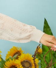 GJSHD30200 Jocomomola(ホコモモラ) 【接触冷感】Fresco フラワー刺繍ロングカーディガン ベージュ