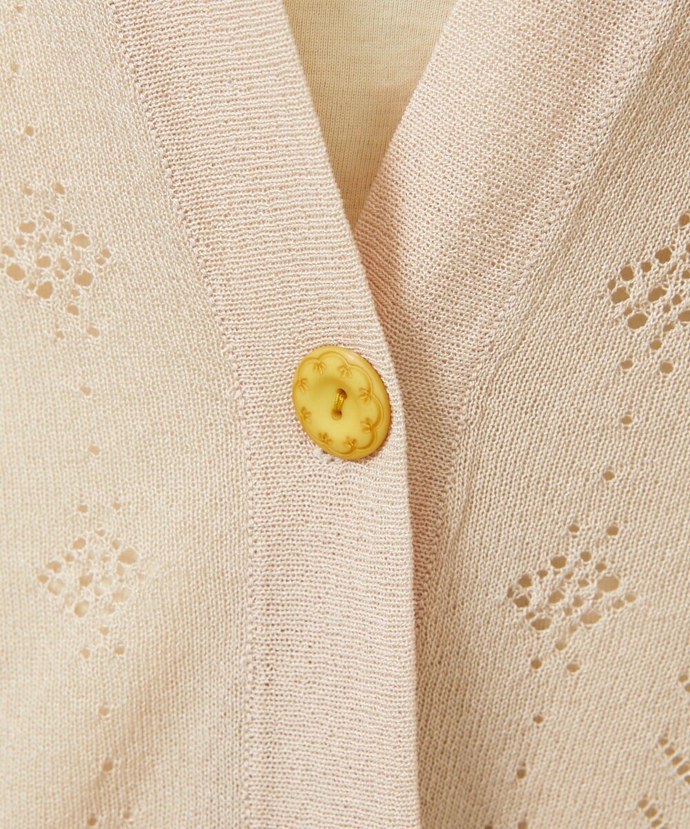 GJSHD30200 Jocomomola(ホコモモラ) 【接触冷感】Fresco フラワー刺繍ロングカーディガン ベージュ