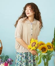 GJSHD31180 Jocomomola(ホコモモラ) 【接触冷感】Fresco アイレットショートカーディガン ベージュ