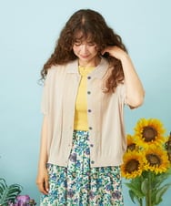 GJSHD31180 Jocomomola(ホコモモラ) 【接触冷感】Fresco アイレットショートカーディガン ベージュ