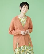 GJSHS31170 Jocomomola(ホコモモラ) 刺繍トッパーカーディガン オレンジ