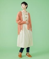 GJSHS31170 Jocomomola(ホコモモラ) 刺繍トッパーカーディガン オレンジ