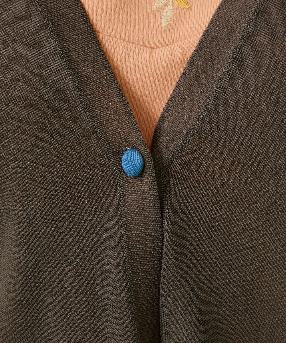 GJSHS31170 Jocomomola(ホコモモラ) 刺繍トッパーカーディガン オレンジ