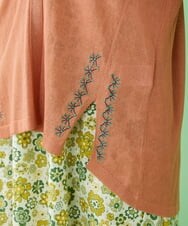 GJSHS31170 Jocomomola(ホコモモラ) 刺繍トッパーカーディガン オレンジ