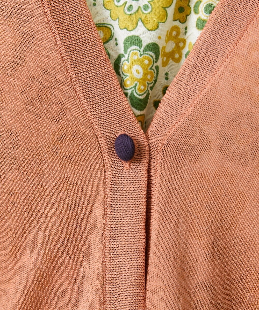 GJSHS31170 Jocomomola(ホコモモラ) 刺繍トッパーカーディガン オレンジ