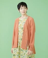 GJSHS31170 Jocomomola(ホコモモラ) 刺繍トッパーカーディガン オレンジ