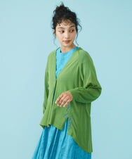 GJSHS31170 Jocomomola(ホコモモラ) 刺繍トッパーカーディガン グリーン