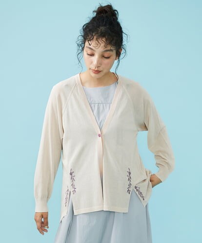 GJSHS31170 Jocomomola フラワー刺繍トッパーカーディガン