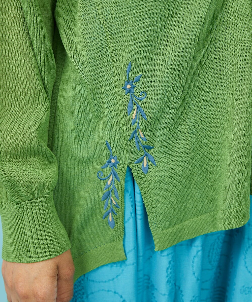 GJSHS31170 Jocomomola(ホコモモラ) 刺繍トッパーカーディガン ベージュ