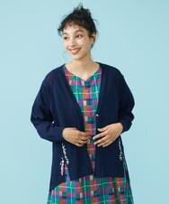 GJSHS31170 Jocomomola(ホコモモラ) 刺繍トッパーカーディガン ベージュ