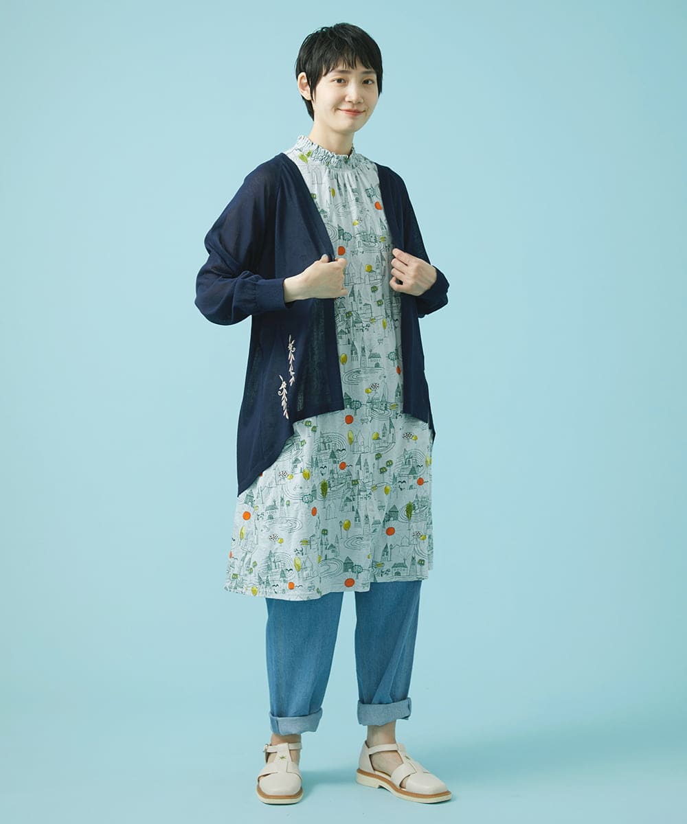 GJSHS31170 Jocomomola(ホコモモラ) 刺繍トッパーカーディガン ベージュ