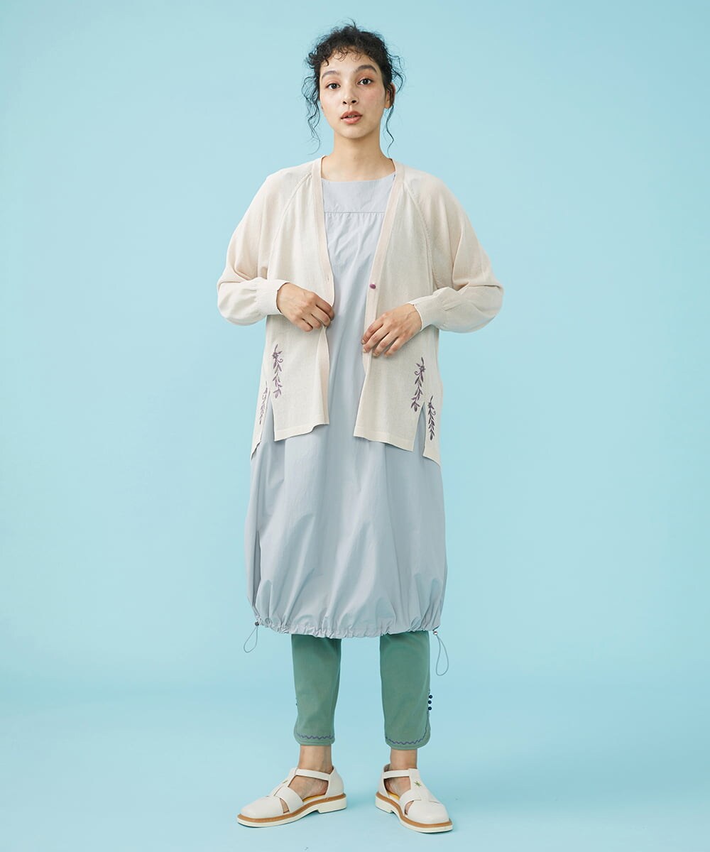 GJSHS31170 Jocomomola(ホコモモラ) 刺繍トッパーカーディガン ベージュ
