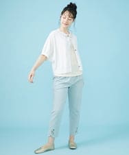 GJSHV30180 Jocomomola(ホコモモラ) 【接触冷感・UVカット】Floretes クルーネック刺繍カーディガン ホワイト