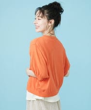 GJSHV30180 Jocomomola(ホコモモラ) 【接触冷感・UVカット】Floretes クルーネック刺繍カーディガン ホワイト