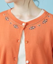 GJSHV30180 Jocomomola(ホコモモラ) 【接触冷感・UVカット】Floretes クルーネック刺繍カーディガン ホワイト