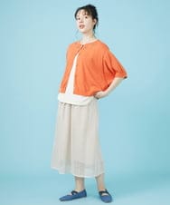 GJSHV30180 Jocomomola(ホコモモラ) 【接触冷感・UVカット】Floretes クルーネック刺繍カーディガン ホワイト