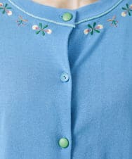 GJSHV30180 Jocomomola(ホコモモラ) 【接触冷感・UVカット】Floretes クルーネック刺繍カーディガン ホワイト