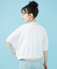 GJSHV30180 Jocomomola(ホコモモラ) 【接触冷感・UVカット】Floretes クルーネック刺繍カーディガン ホワイト