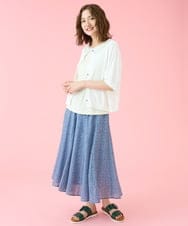 GJSHV30180 Jocomomola(ホコモモラ) 【接触冷感・UVカット】Floretes クルーネック刺繍カーディガン ホワイト