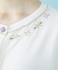 GJSHV30180 Jocomomola(ホコモモラ) 【接触冷感・UVカット】Floretes クルーネック刺繍カーディガン ホワイト
