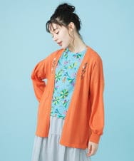 GJSHV31190 Jocomomola(ホコモモラ) 【接触冷感・UVカット】Floretes フラワー刺繍トッパーカーディガン オレンジ