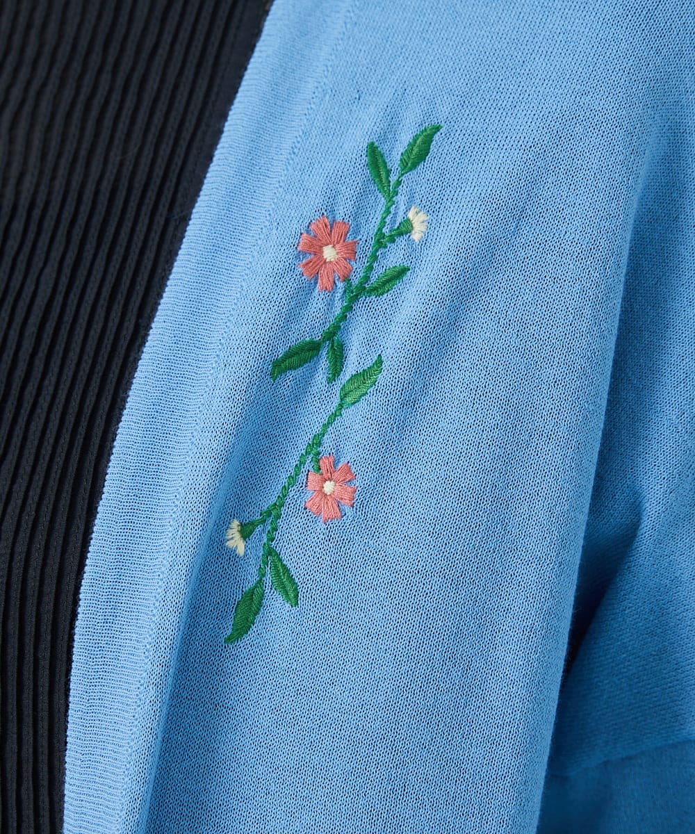 GJSHV31190 Jocomomola(ホコモモラ) 【接触冷感・UVカット】Floretes フラワー刺繍トッパーカーディガン オレンジ