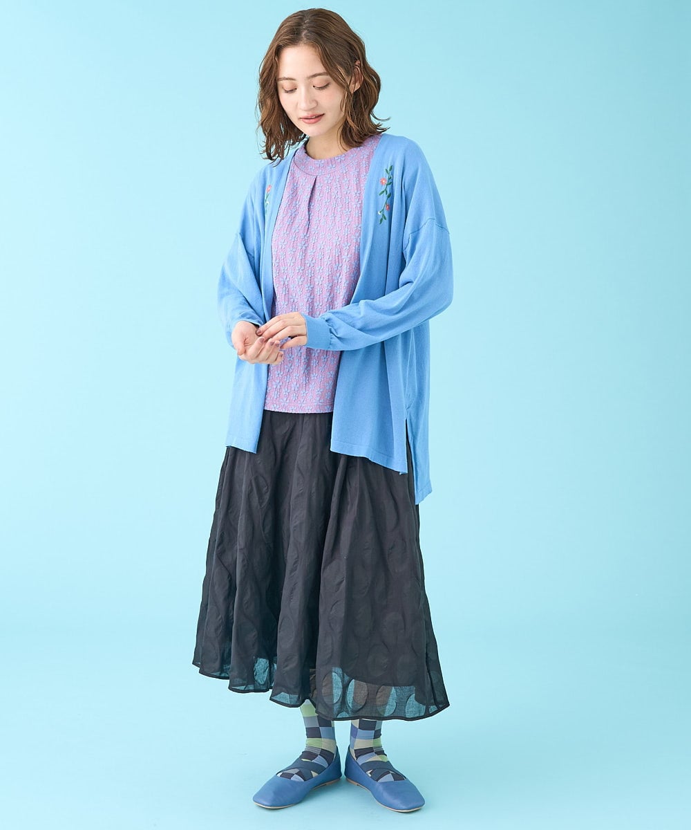 GJSHV31190 Jocomomola(ホコモモラ) 【接触冷感・UVカット】Floretes フラワー刺繍トッパーカーディガン オレンジ