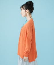 GJSHV31190 Jocomomola(ホコモモラ) 【接触冷感・UVカット】Floretes フラワー刺繍トッパーカーディガン オレンジ