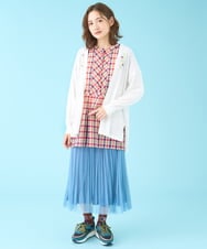 GJSHV31190 Jocomomola(ホコモモラ) 【接触冷感・UVカット】Floretes フラワー刺繍トッパーカーディガン オレンジ