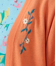 GJSHV31190 Jocomomola(ホコモモラ) 【接触冷感・UVカット】Floretes フラワー刺繍トッパーカーディガン オレンジ