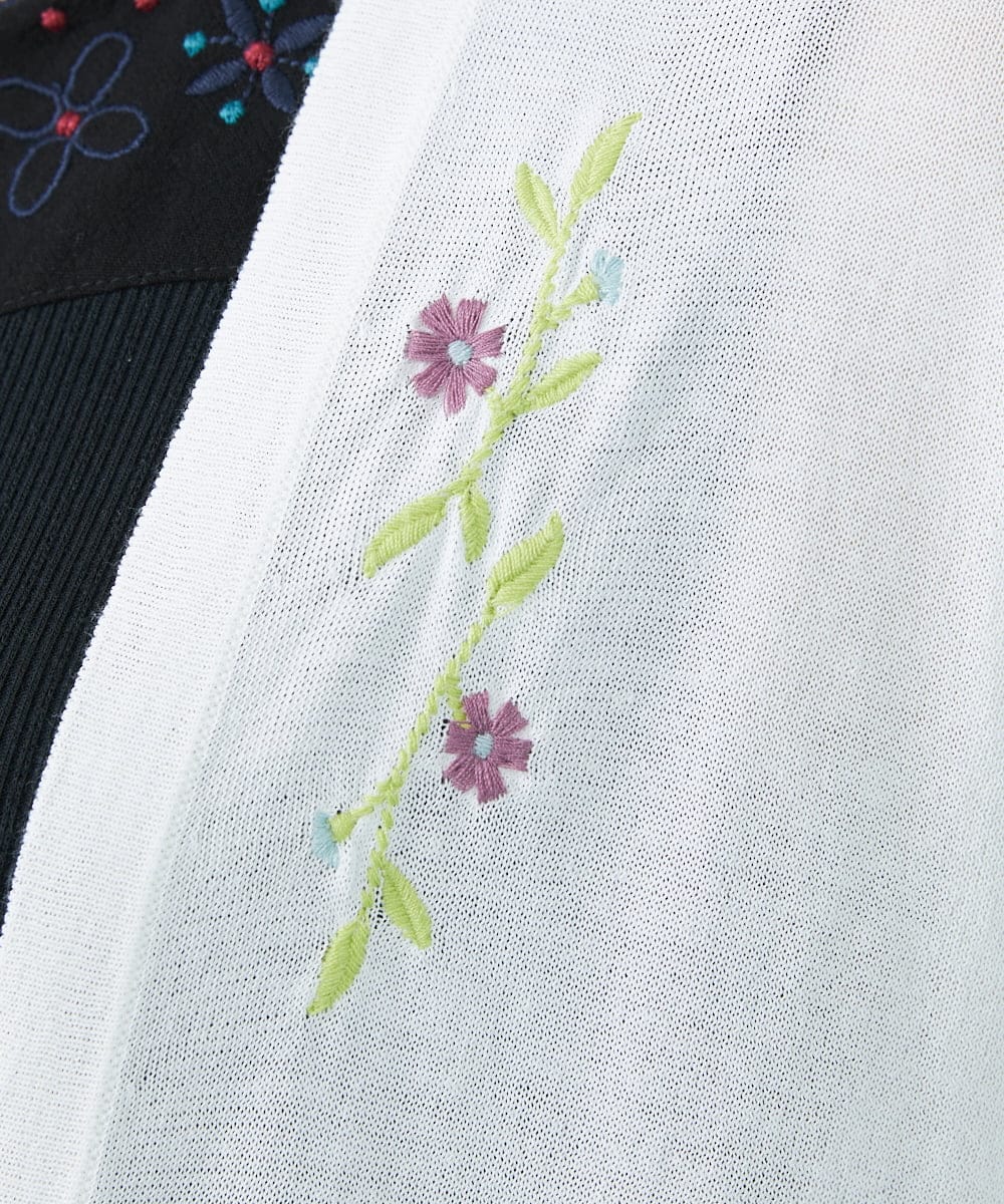 GJSHV31190 Jocomomola(ホコモモラ) 【接触冷感・UVカット】Floretes フラワー刺繍トッパーカーディガン オレンジ