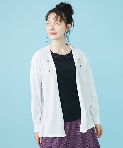 GJSHV31190 Jocomomola 【接触冷感・UVカット】Floretes フラワー刺繍トッパーカーディガン