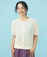 GJSHV32210 Jocomomola(ホコモモラ) Grano クルーネックカーディガン アイボリー
