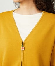 GJSJB02240 Jocomomola(ホコモモラ) Flor Alta フラワー刺繍ジップカーディガン イエロー