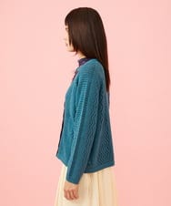 GJSJE01220 Jocomomola(ホコモモラ) Dibujqr 透かし編みニットカーディガン ブルー