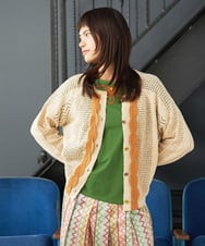 GJSJE01220 Jocomomola(ホコモモラ) Dibujqr 透かし編みニットカーディガン ベージュ