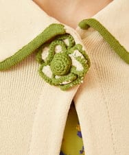 GJSJE50220 Jocomomola(ホコモモラ) Flor Tejido フラワーニットカーディガン アイボリー