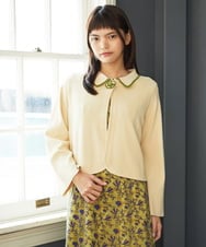GJSJE50220 Jocomomola(ホコモモラ) Flor Tejido フラワーニットカーディガン アイボリー