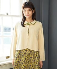 GJSJE50220 Jocomomola(ホコモモラ) Flor Tejido フラワーニットカーディガン アイボリー