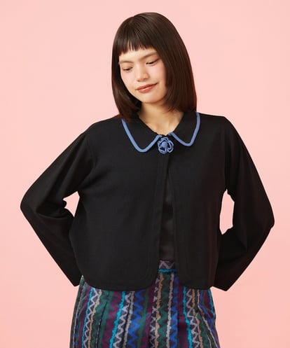 GJSJE50220 Jocomomola Flor Tejido フラワーニットカーディガン