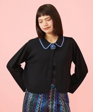 GJSJE50220 Jocomomola(ホコモモラ) Flor Tejido フラワーニットカーディガン ブラック
